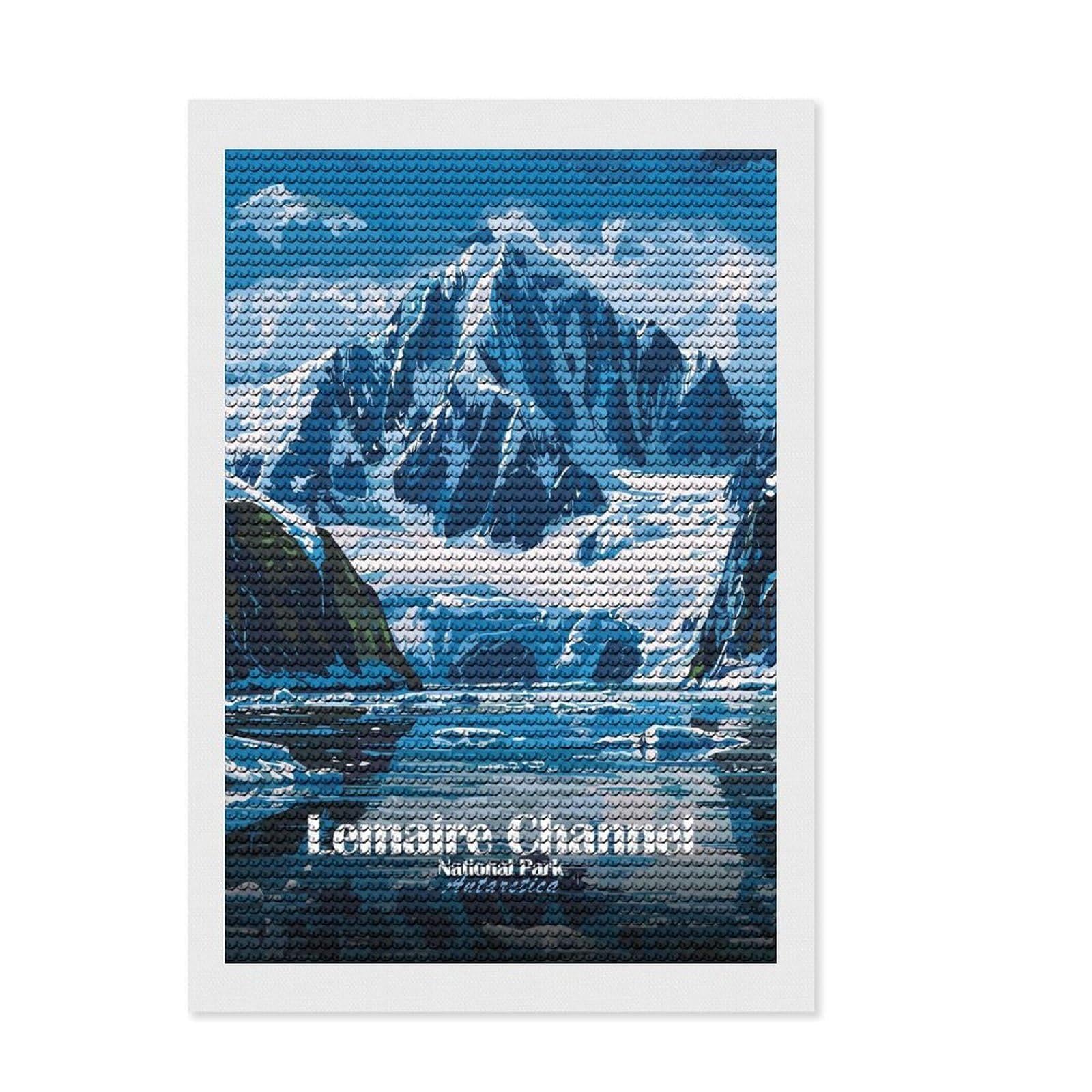 Junmoney Lemaire Channel National Park Antarctica Diamond Art Kit 8"x12", Home Decoration, Relaxing DIY, Modern Decor, Holiday Gift Idea, Creative Gift Idea