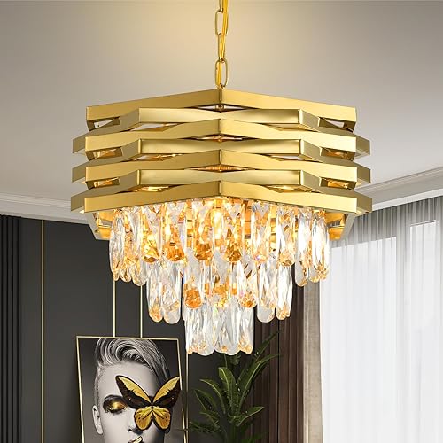 Miniatura 8 de Modern Crystal Chandelier Gold Round Chandeliers for Dining Room Chandelier for Living Room Entryway Foyer Bedroom Kitchen Small Flush Mount Ceiling