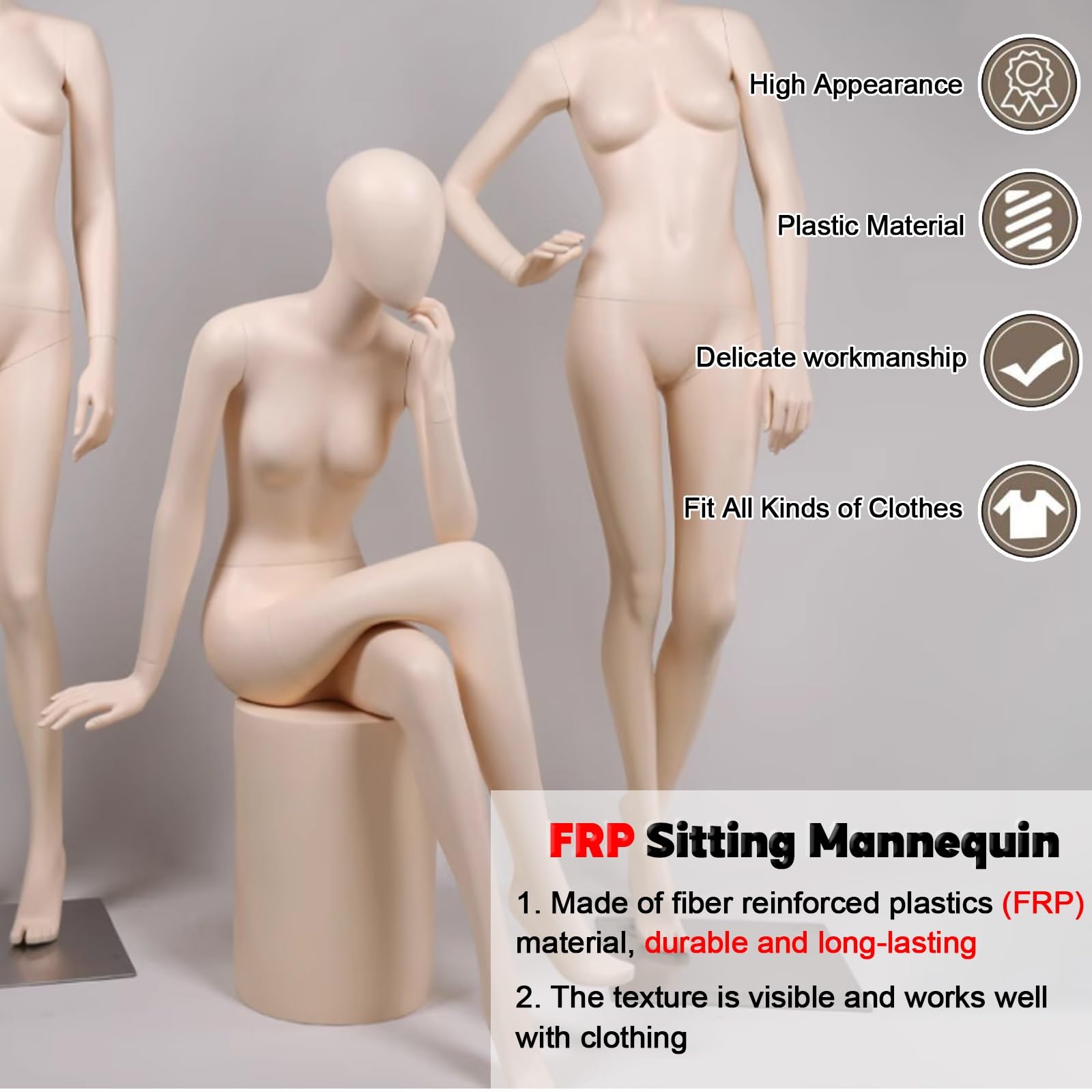 Amazon.co.jp: トルソー マネキン レディース 全身座りポーズ グラス