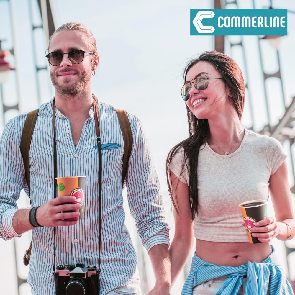 Commerline Bicchieri di carta da 200 ml, 1000 pezzi per caffè da asporto | Bicchieri di carta rigida, usa e getta, da asporto, ideali per ufficio, gastronomia, catering, caffè e tè