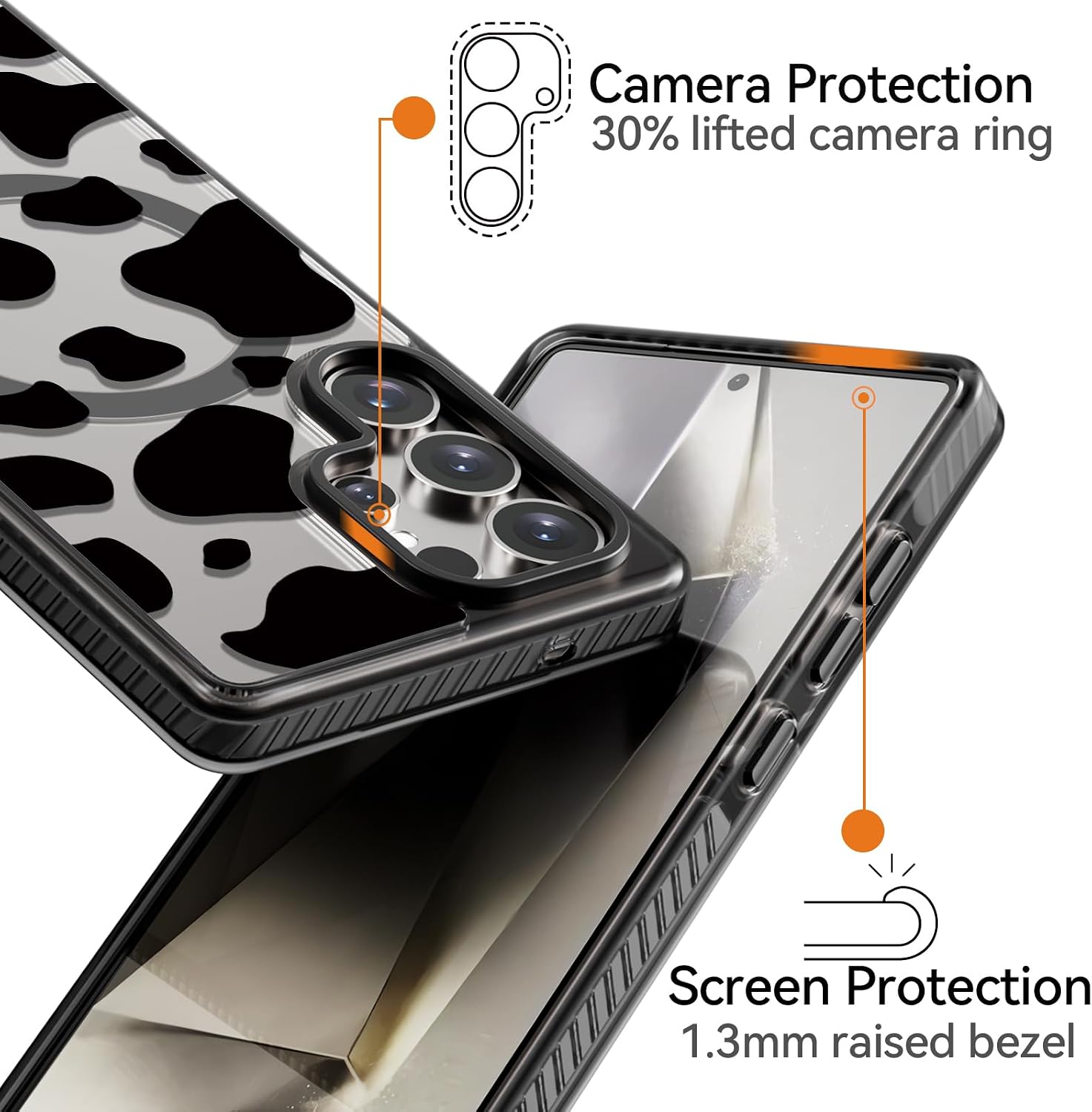 Rosarnnah for Samsung Galaxy S25 Ultra Case with Magsafe, Slim Shockproof Cute Milk Cow Print | Trendy Y2K Protective Cover for Teens & Women | 6.9 inch
