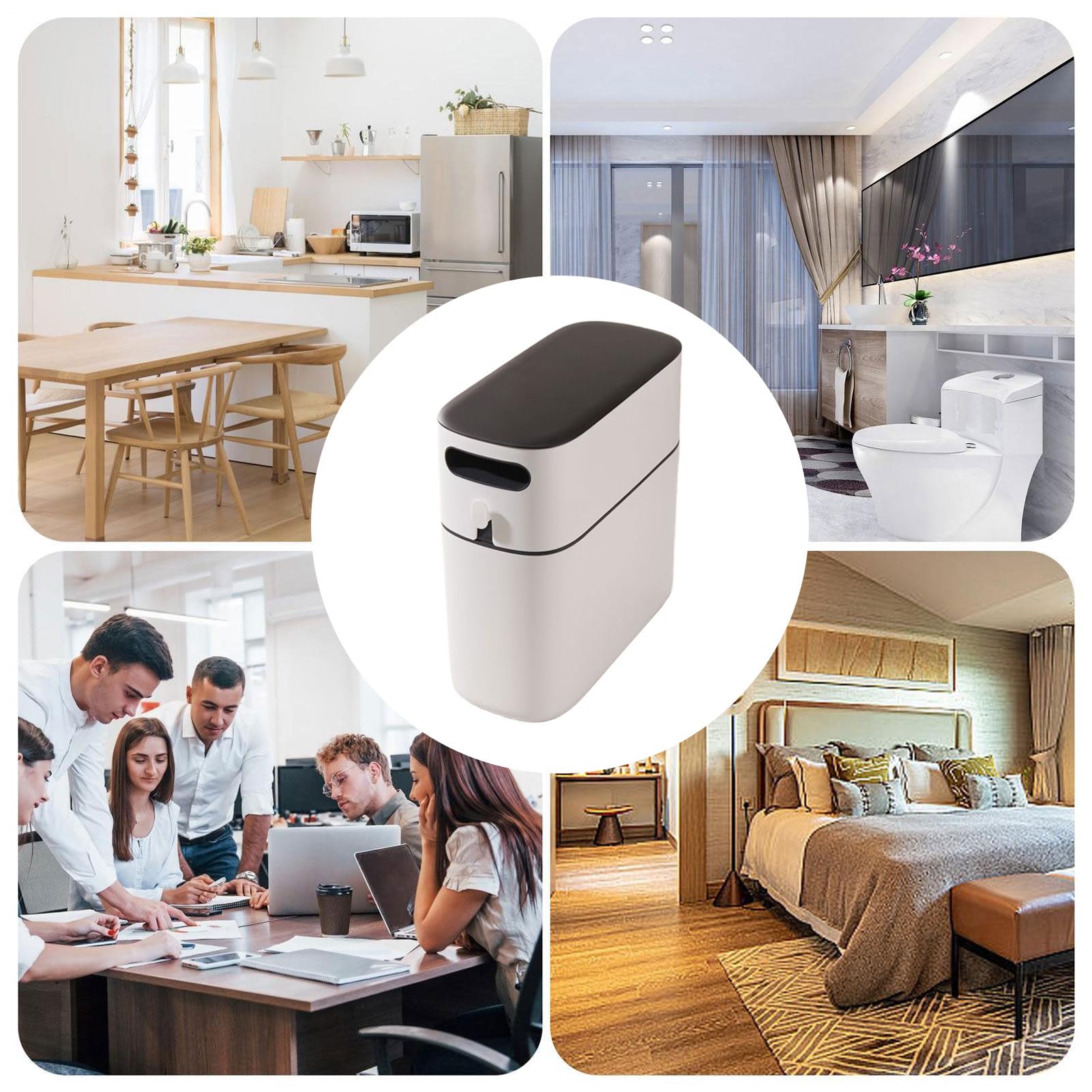 Cubo de basura fino y estrecho, basura fina | Cubo decorativo antiolores ahorro de espacio para cuarto de baño dormitorio