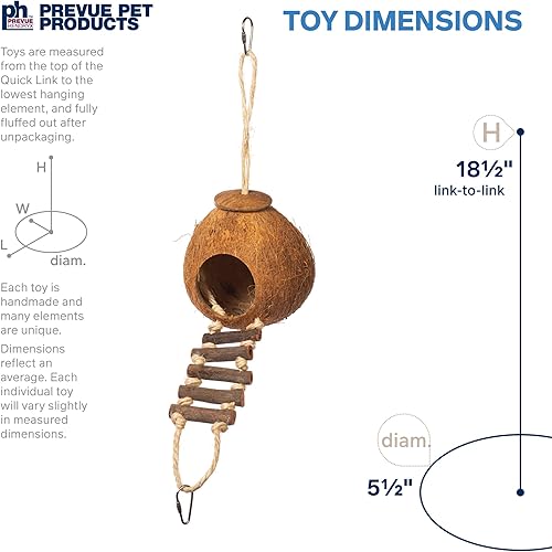 Vista 11 de Prevue Pet Products Naturals - Caminata de coco doble para animales pequeños y pájaros 62818,16X4X9