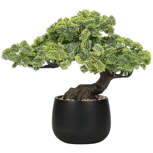 Artificial Bonsai Tree Juniper Faux Plants Indoor Fake Plants Decor with Black Ceramic Pots for Home Table Office Desk Bathroom Shelf Bedroom Living Room Farmhouse Decorations