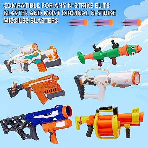 Miniatura 5 de Dardos de cohetes de recarga de misiles, lanzador dispara, balas de espuma compatibles con juguete lanzador de misiles Nerf (naranja, 10 unidades)