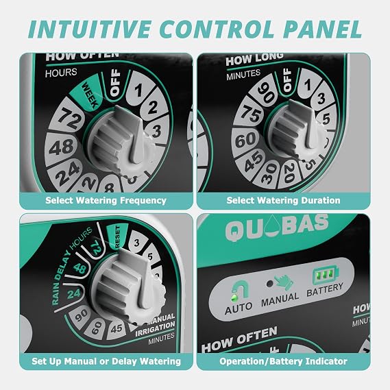 QUOBAS Mechanical Dial Hose Timer, Waterproof Sprinkler Timer