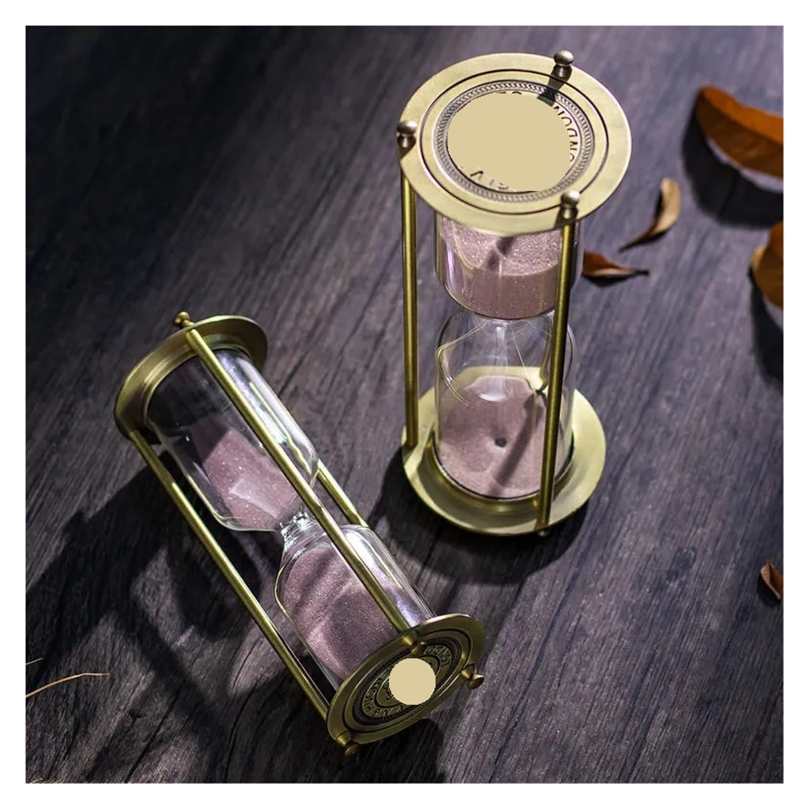 Sablier métallique à Trois colonnes, 10/15/30 Min, Blanc et Violet(Purple,15min)