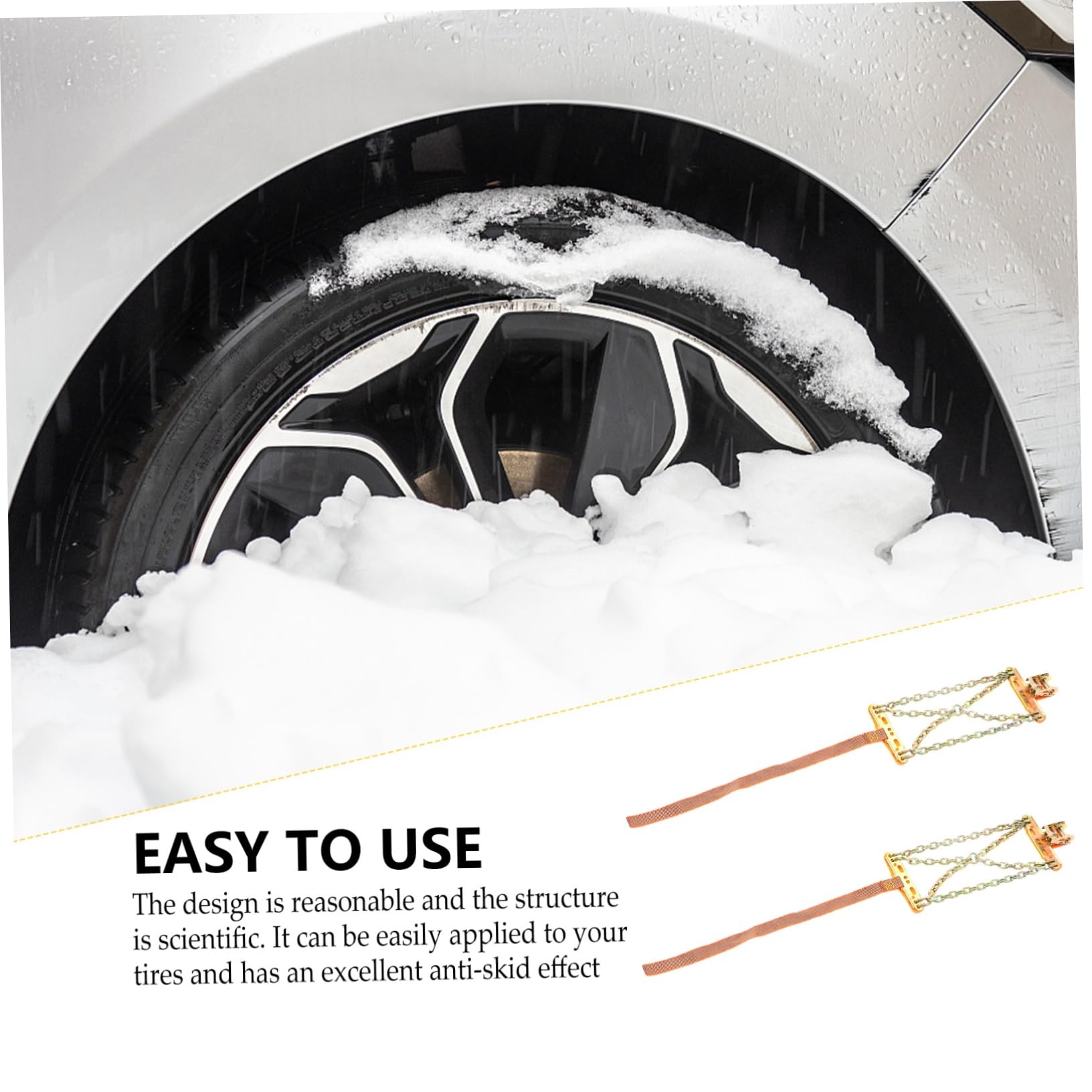 Chaîne à Neige pour Pneus de Voiture en Acier, Lot de 2 Pièces
