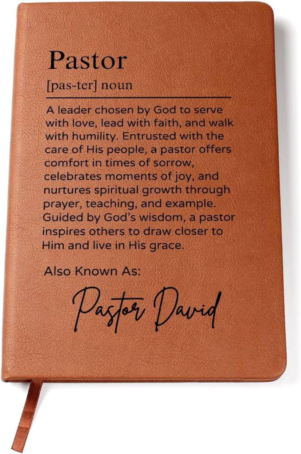 Hilis Custom Pastor Journal, Personalized Pastor Appreciation Gifts for Men or Women, A5 Lined Vegan Leather Notebook, Unique Pastor Thank You Birthday Gifts (D01)