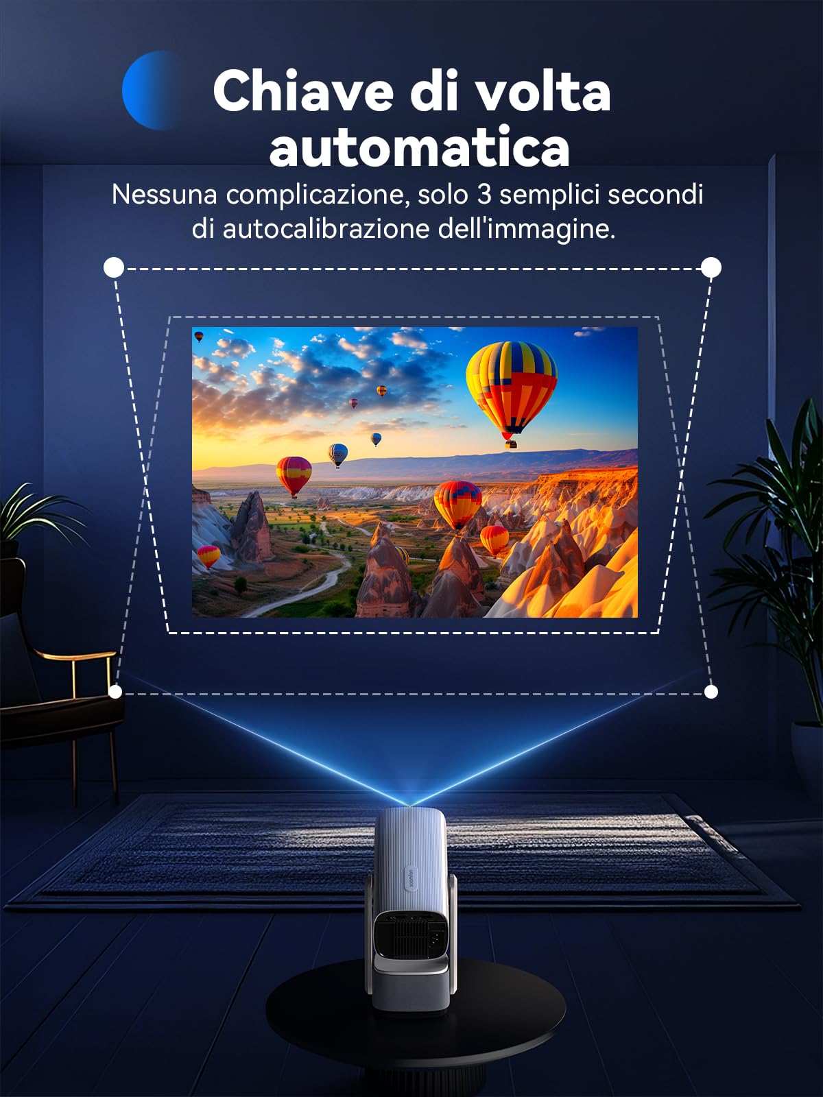 SOOMFON Mini Proiettore Portatile con WiFi e Bluetooth - Video Proiettore Soffitto Supporto 1080P per Smartphone Messa a Fuoco Elettronica Auto Keystone con USB/HDMI/TV Stick/iPhone/Android