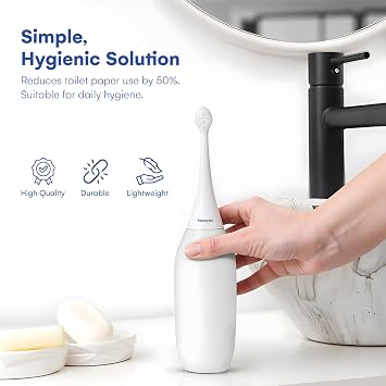 The Original HAPPYPO Travel Bidet - Handheld Bidet for Gentle Cleansing - Portable Hygiene Bottle for Home or Travel - Replaces Wet Wipes and Douche Bottles for Women