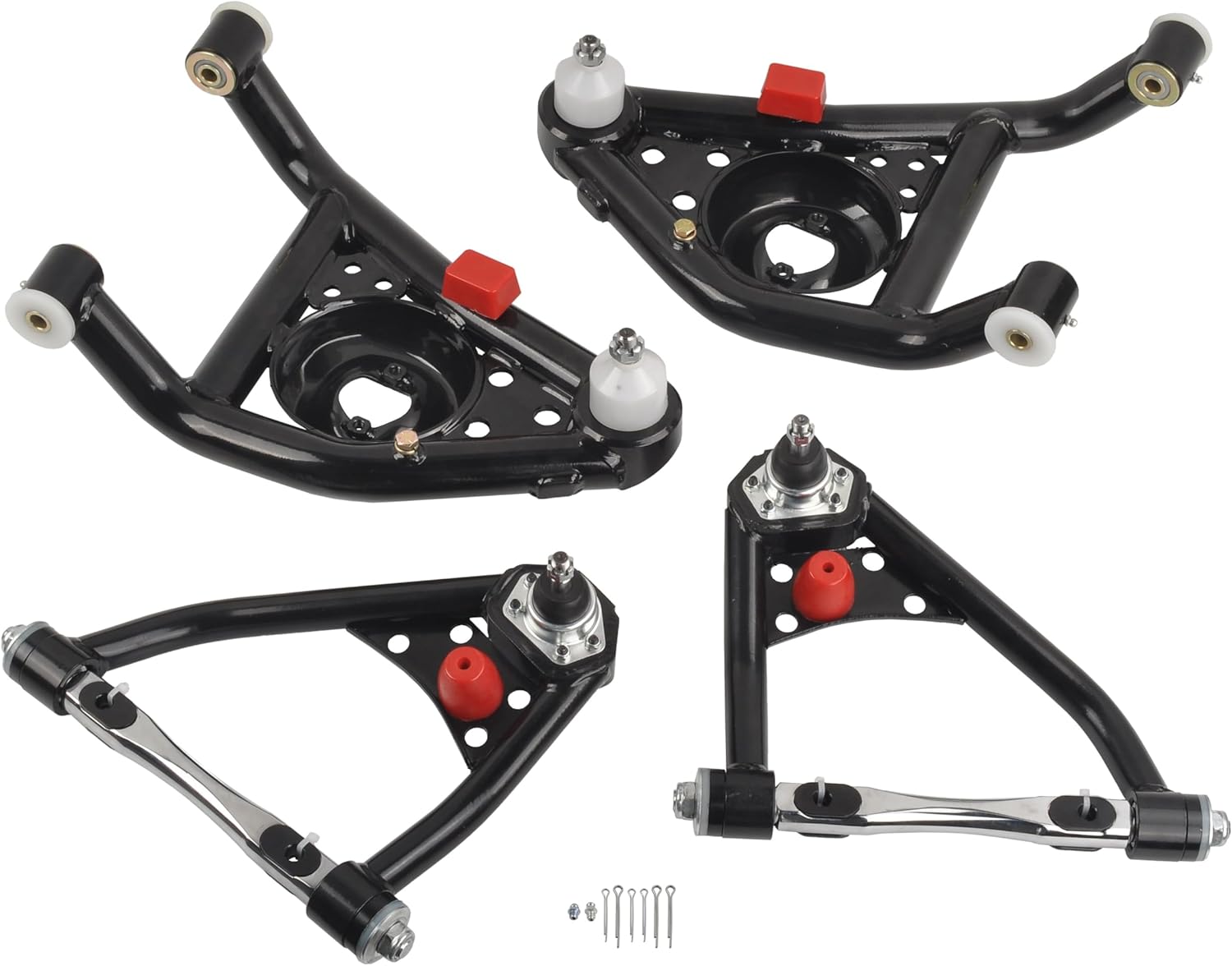Tubular Upper and Lower Control Arms Suspension Kit Heavy Duty Compatible with Camaro Firebird 67-69 Chevy Nova 68-74 Pontiac Ventura 71-74 Apollo Omega 73-74