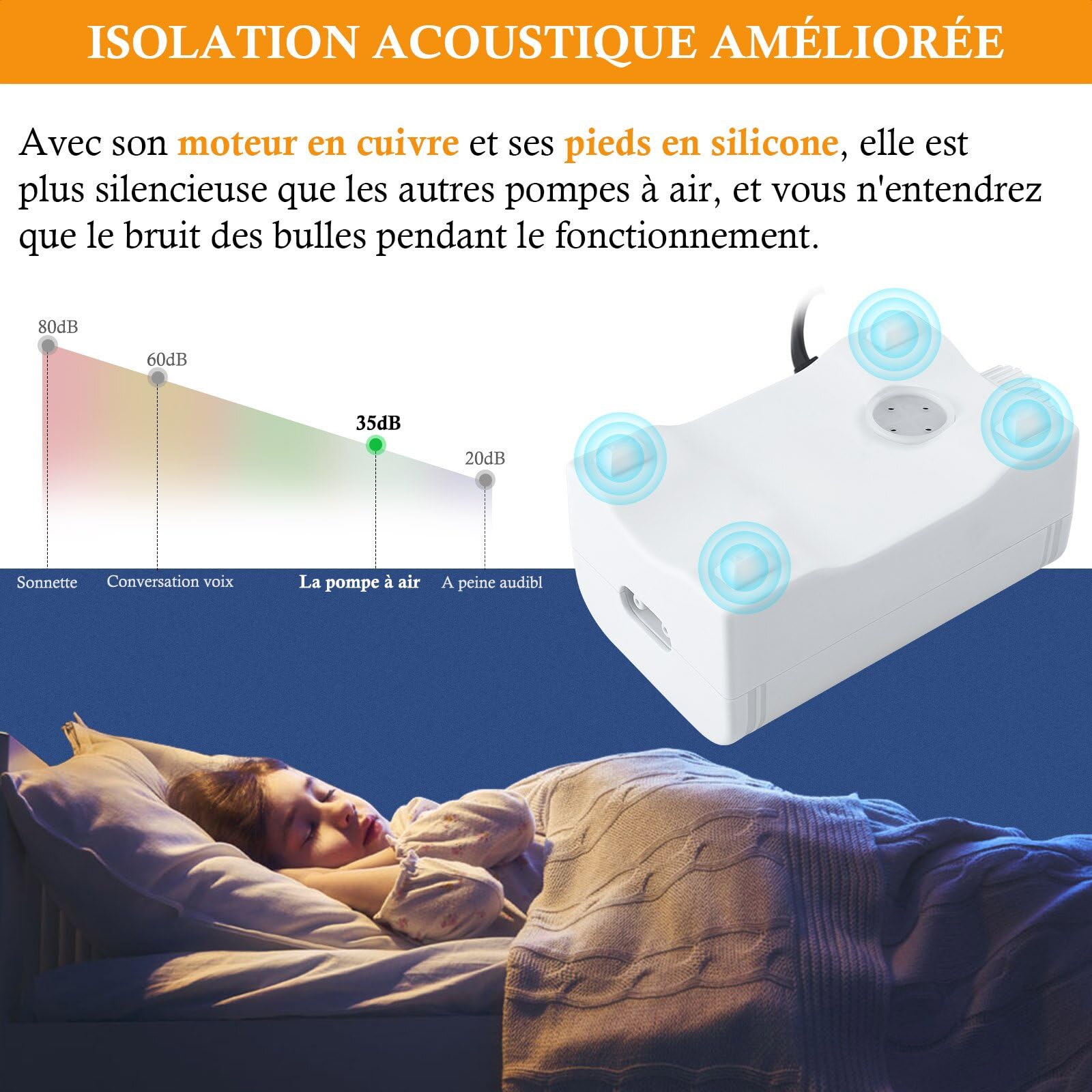 4W Pompe à Air pour Aquarium, Pompe à Oxygène Silencieux, Aérateur Puissant pour Aquarium Jusqu'à 400l, Bulleur d'air pour Poissons avec Tube d'air Et Pierres d'air