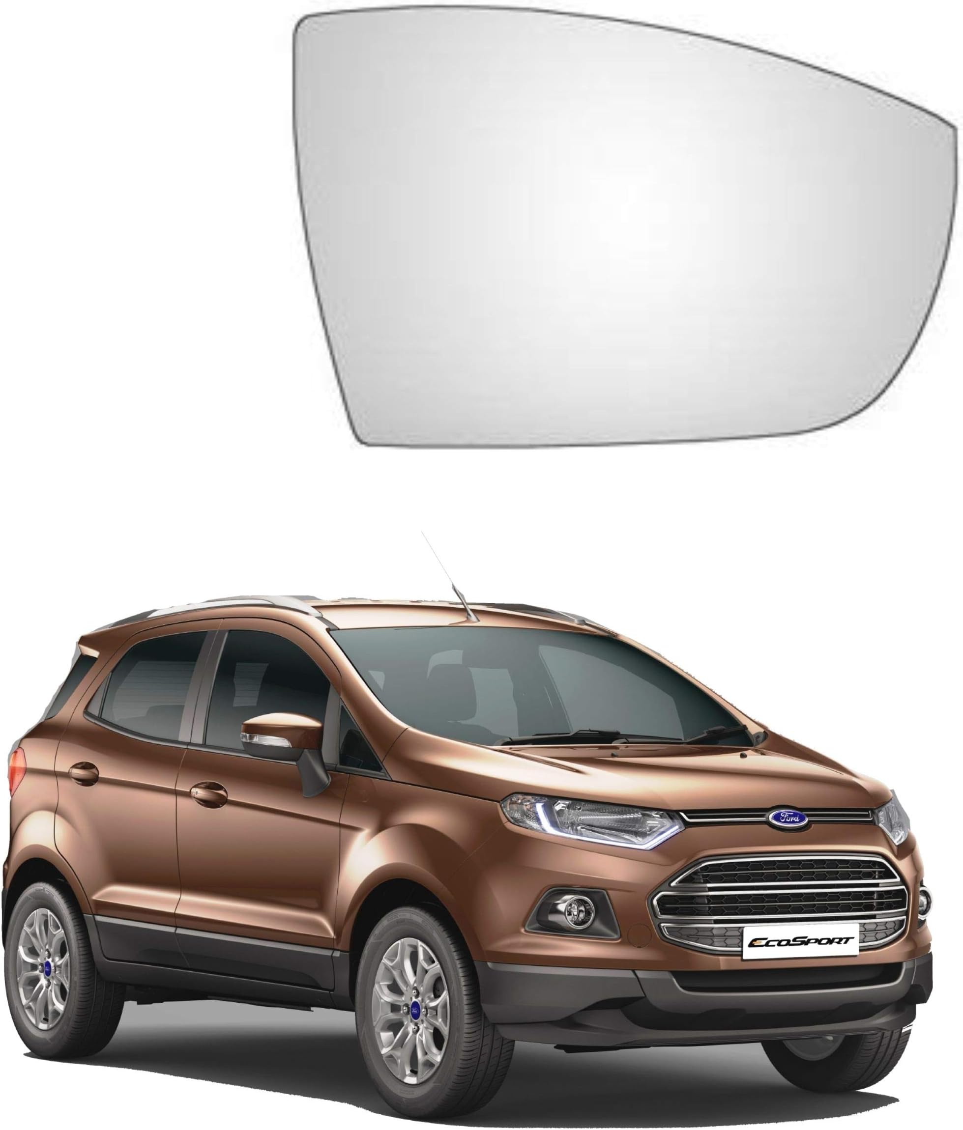 CARIZO Rear View Mirror Glass (Right/Driver Side) Compatible with EcoSport (Type-1) 2013-2017