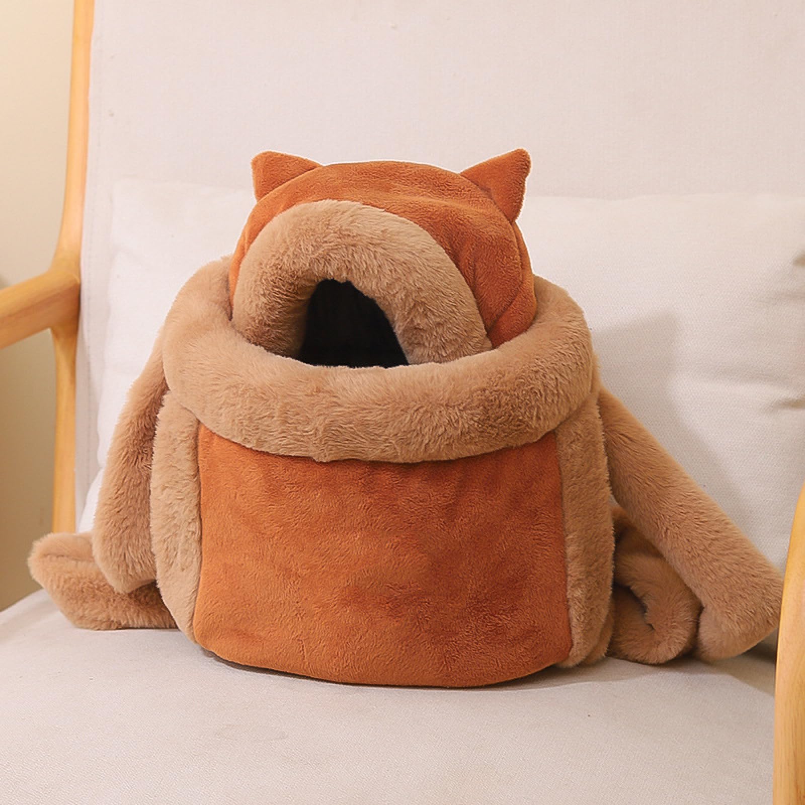 Transportador de gatos de invierno XL: mochila de felpa y bolsa de pecho colgante