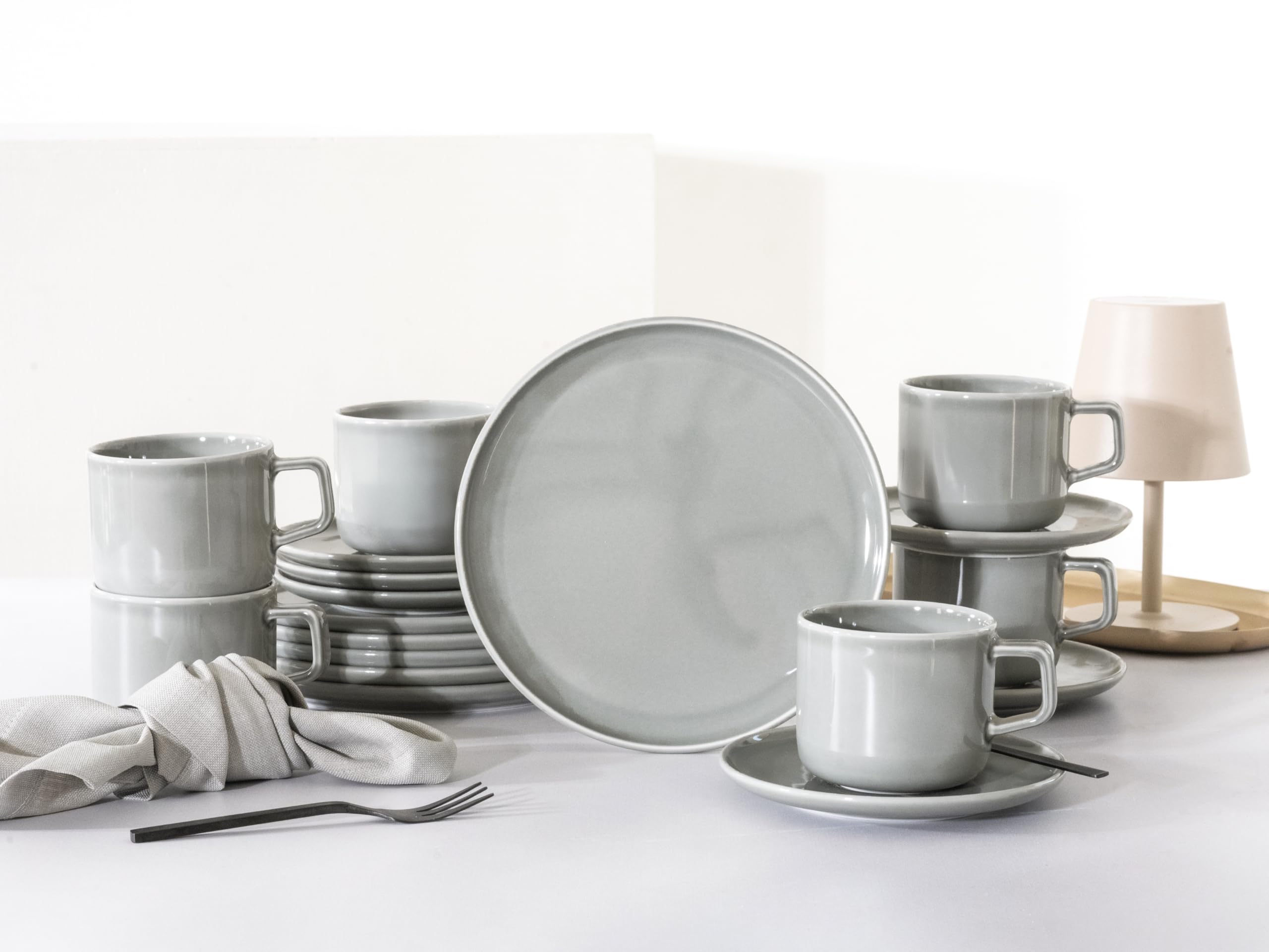 CreaTable, 16734, seria Chef Collection GRAU, zestaw naczyń, serwis do kawy 18-częściowy