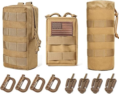 Miniatura 12 de Bolsa de bolsillo táctica mejorada para botellas de agua deportivas, bolsa de bolsillo Molle con cordón táctico para botellas de agua, bolsillos 2