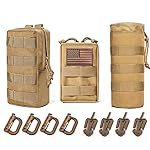 R.SASR Sports Mesh Water Bottle Bag - Molle Holder, Carrier - Travel Pouch for Water Bottles (Tan-3Pouch)