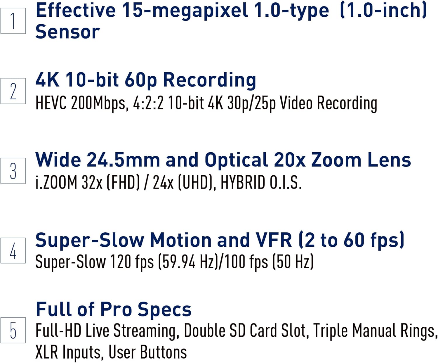 Panasonic Camcorder, Professional Quality 4K 60p, 1.0-inch Sensor, 24.5mm Wide-Angle Lens and Optical 20x Zoom, Great for News, Interviews, and Events - HC-X20 (Renewed)