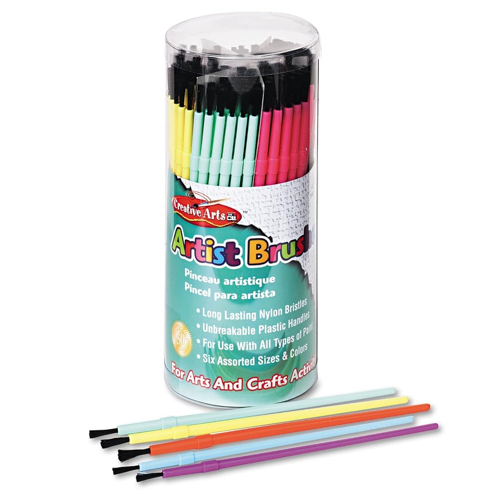 Charles Leonard Creative Arts Artist Paint Brushes, Classroom Pack (73344)