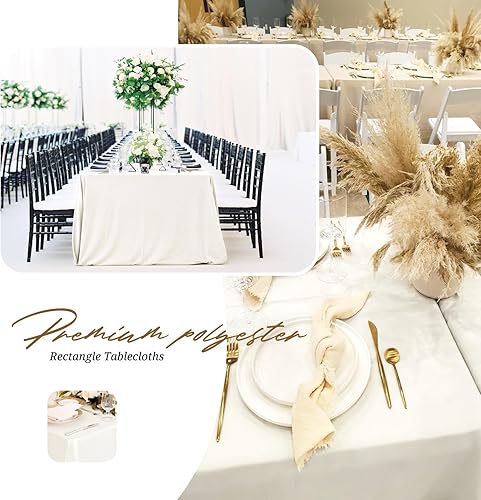 Miniatura 95 de Pesonlook Paquete de 4 manteles redondos blancos de 90 pulgadas, mantel de poliéster para mesas redondas, mantel lavable, resistente a las manchas