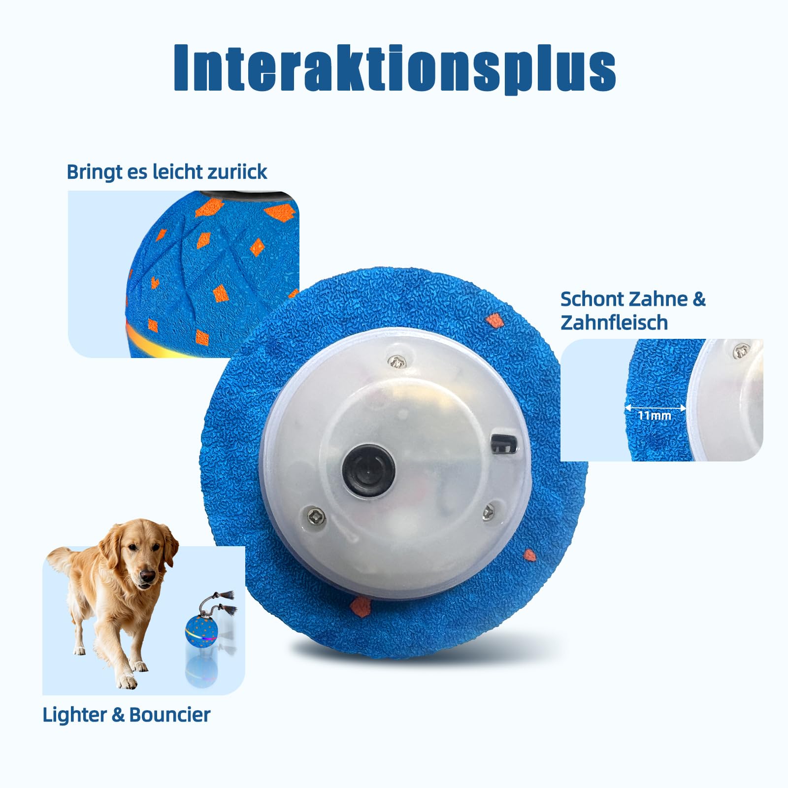 Giocattolo Interattivo per Cani, Altamente Elastico e Robusto, Siverse Modalità di Gioco con Luce Rotante e Uccelli per Attirare L'attenzione del Vostro Animale Domestico (Bule)