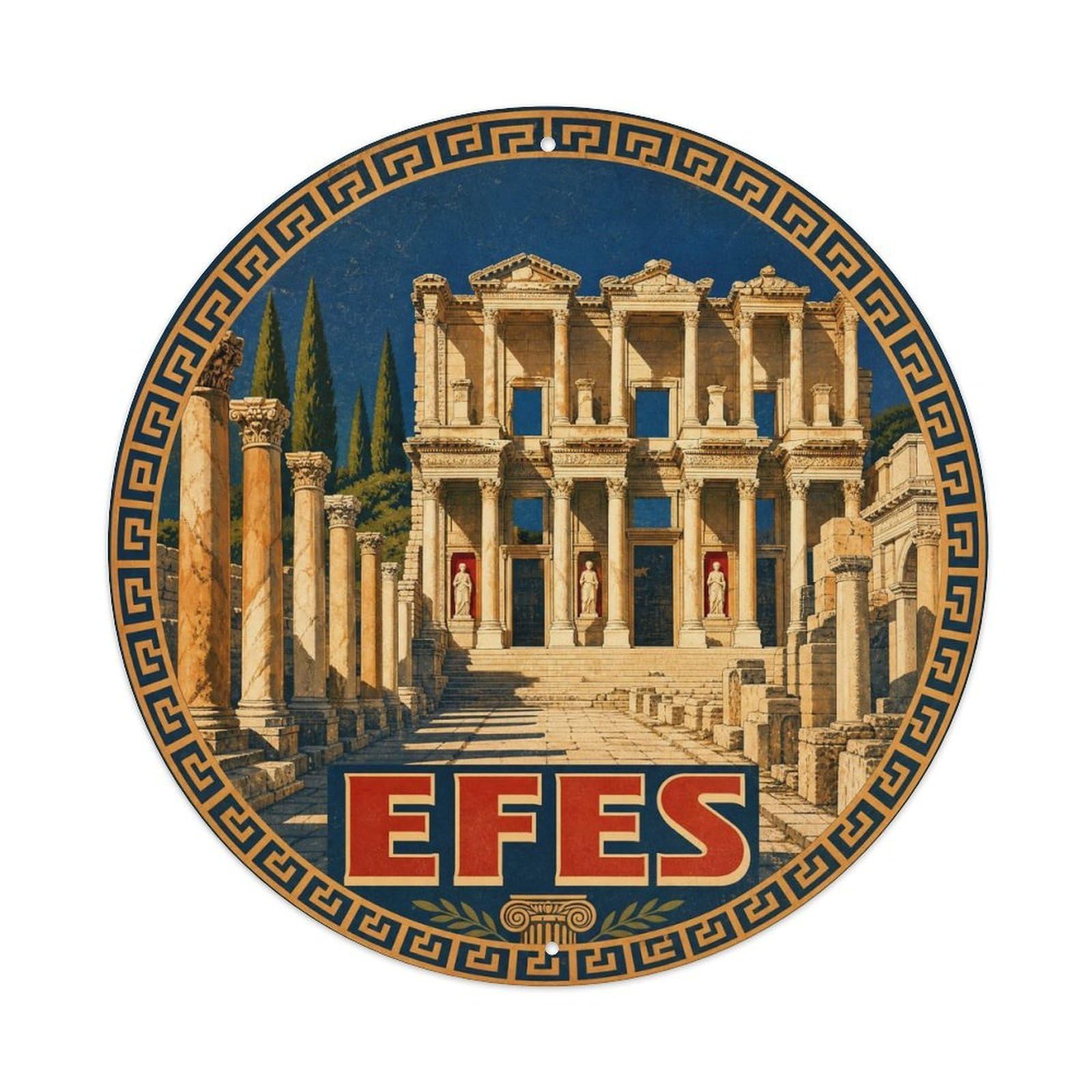 Ephesus Library Turkey Travel Heritage Classic Graphic Metal Tin Sign