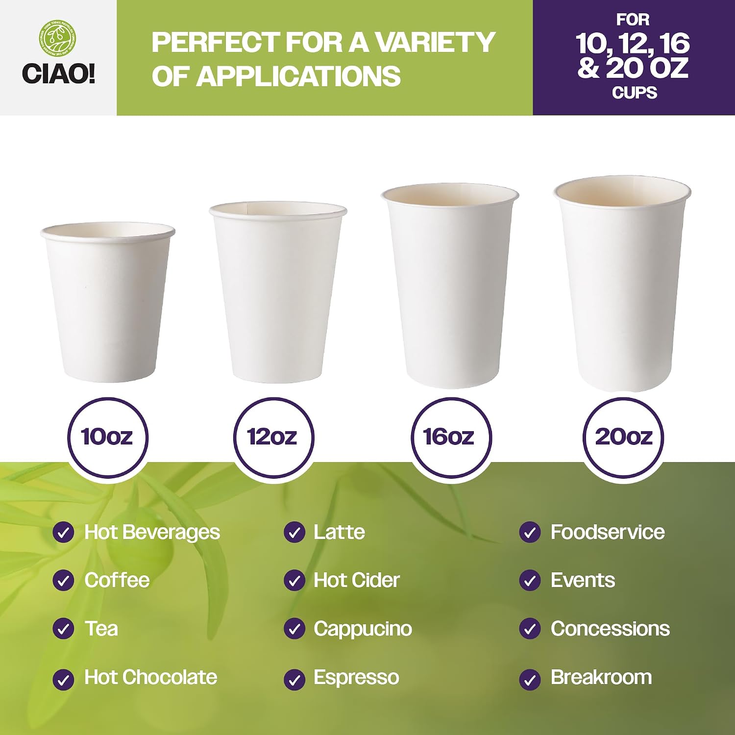 CIAO! Coffee Cup Sipper Black Dome Lid, Designed and Fit for 10OZ/12OZ/16OZ/20OZ Paper Cups, (90mm) 1,000 Count