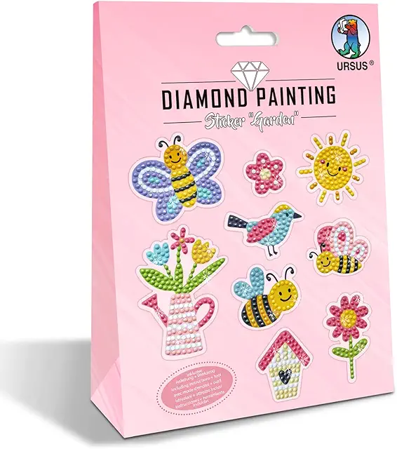 Ursus Diamond Painting Sticker Garden Set mit Zubehör, 2 Bogen
