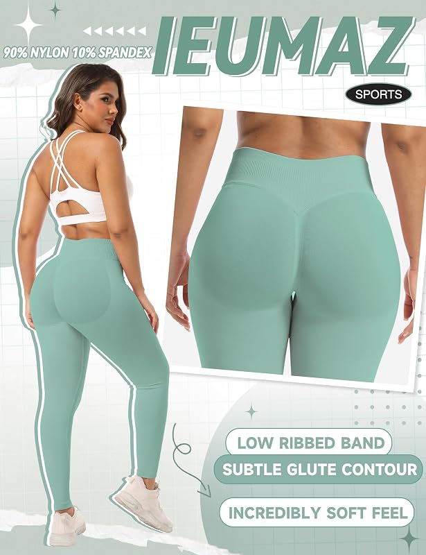 Ieumaz Scrunch Butt Lifting Leggings for Women Seamless Workout Yoga Pants image 5