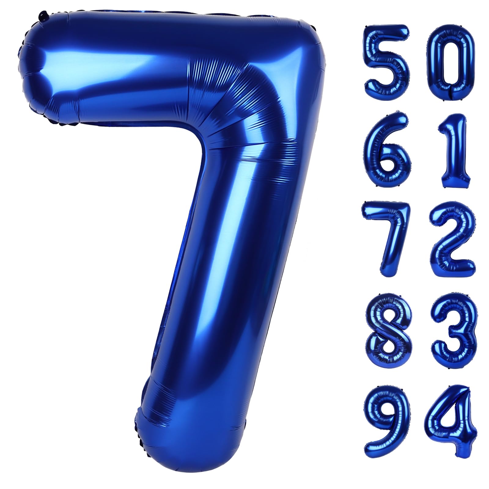 Night Blue 7 Balloon - Number Balloon 40 Inch, 7th Night Blue Decorations