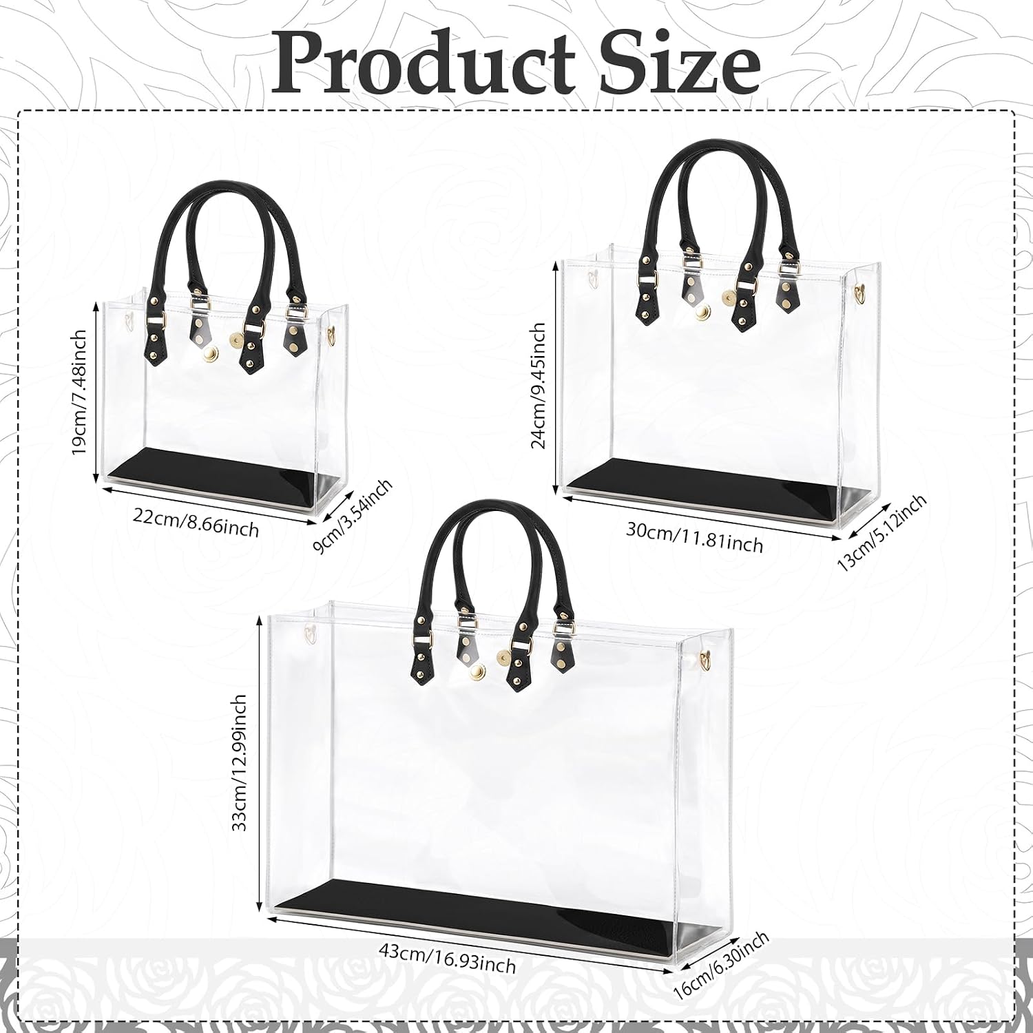 KTNGY Clear TPU Tote Bag DIY Kit - Luxury Paper Bag Purse Making Kit Compatible with Chanel Shopping Bags (Black-L)