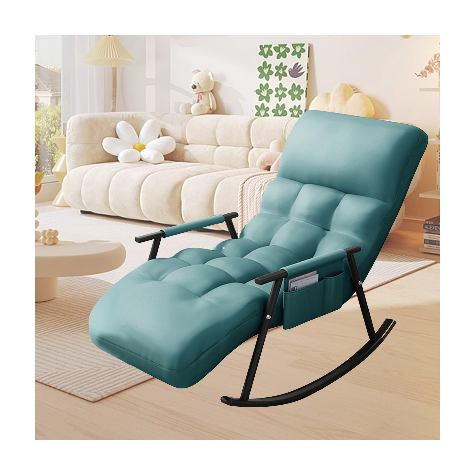 Mecedora, Mecedora Ajustable para Guardería para Balcón, Interior y Exterior, Elegante Sillón Mecedora Salón Sofá Silla para Acostarse o Dormir Silla Perezosa Silla Planeadora para Jardín, Césped ( Co