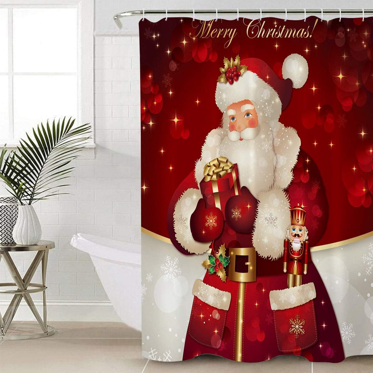 Libaoge Shower Curtain Set - Merry Christmas Dreamlike The Santa Claus Pattern Art Print Bathroom Shower Decor Waterproof Polyester Fabrics Comstomized Design 72" W x 72" H