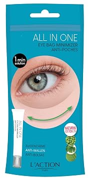 L'Action Paris All In One Eye Bag Minimiser, Natural Plant Based Cream Minimises Tired Skin and Eye Bags, Vitamin E Softens and Hydrates, Youthful Complexion, 20ml