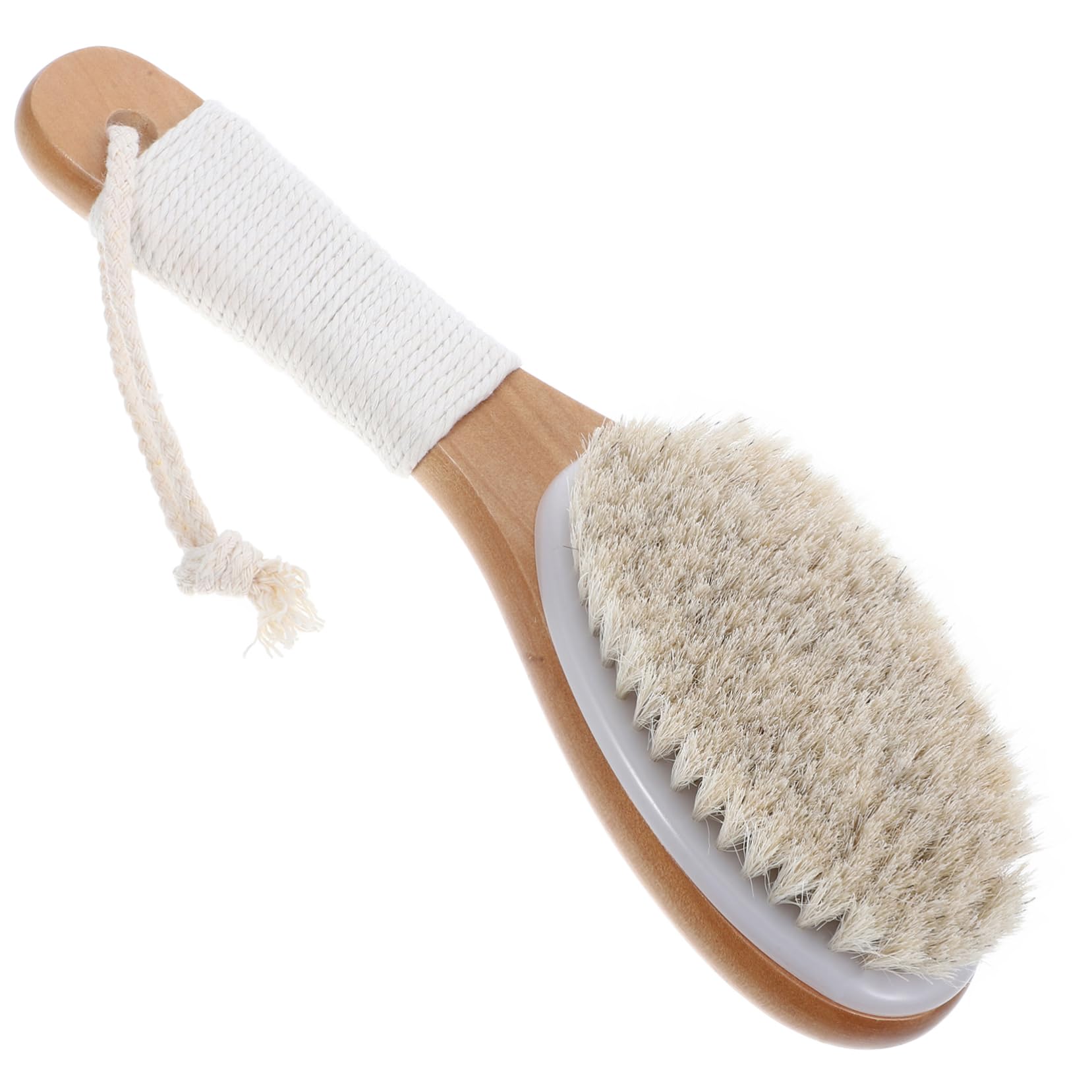 Mikinona Horsehair Body Bathing Brush Exfoliating Back Scrubber with Long Handle for Shower Versatile Wet Dry Use Comfortable Texture for Smooth Skin Care