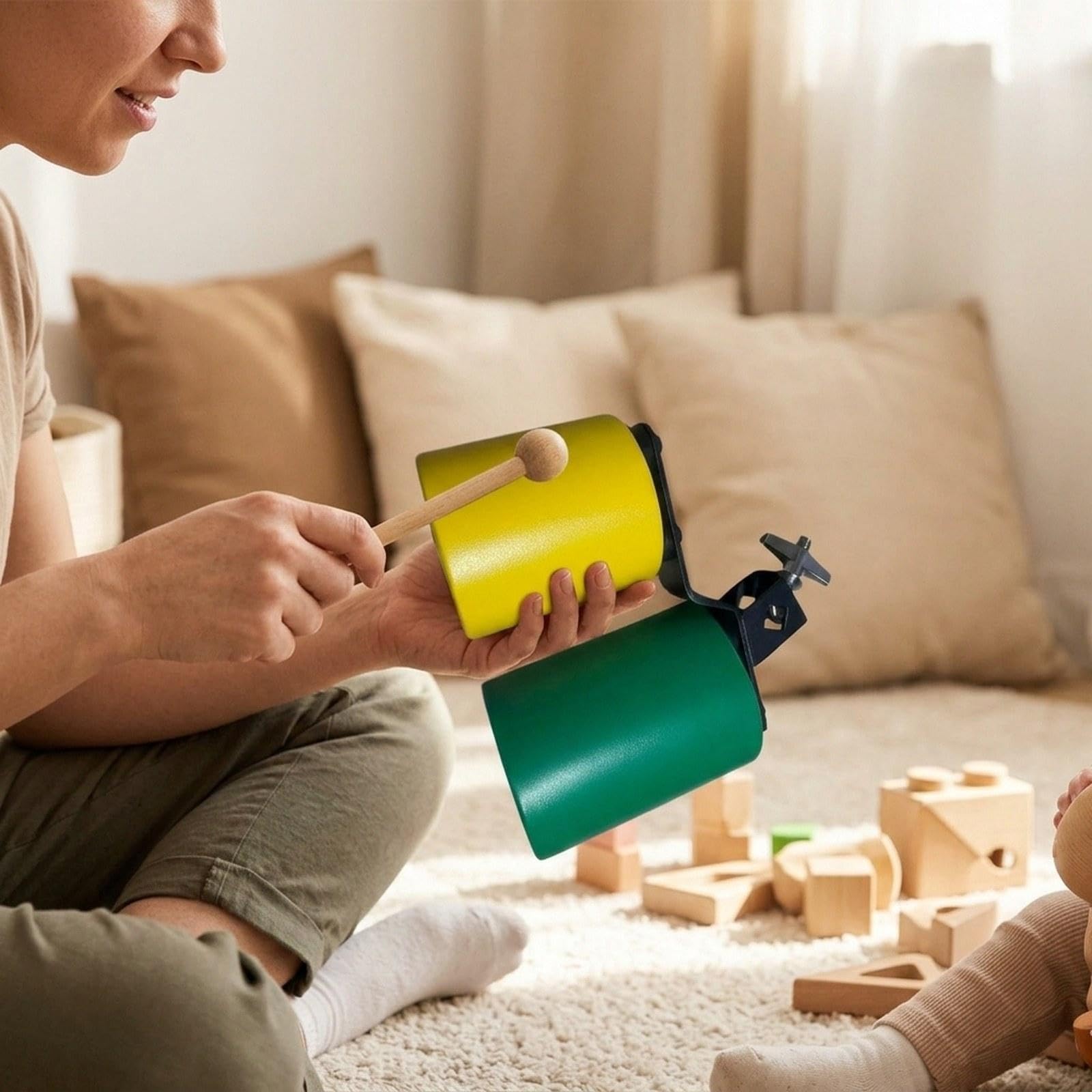 Campanaccio per Percussioni, Alti, Strumento a Percussione per Batteria, Accessorio Versatile in Lega di Zinco, Suono Chiaro, Adatto per F, Verde Giallo