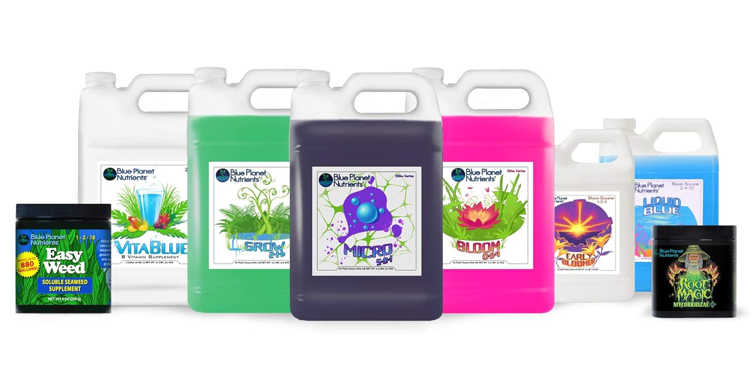 Complete Plant Food Fertilizer Set | Elite High Yield System (Regular) | for All Gardens & Plants | Hydroponic Aeroponic Soil Coco Coir | Made in USA | Blue Planet Nutrients
