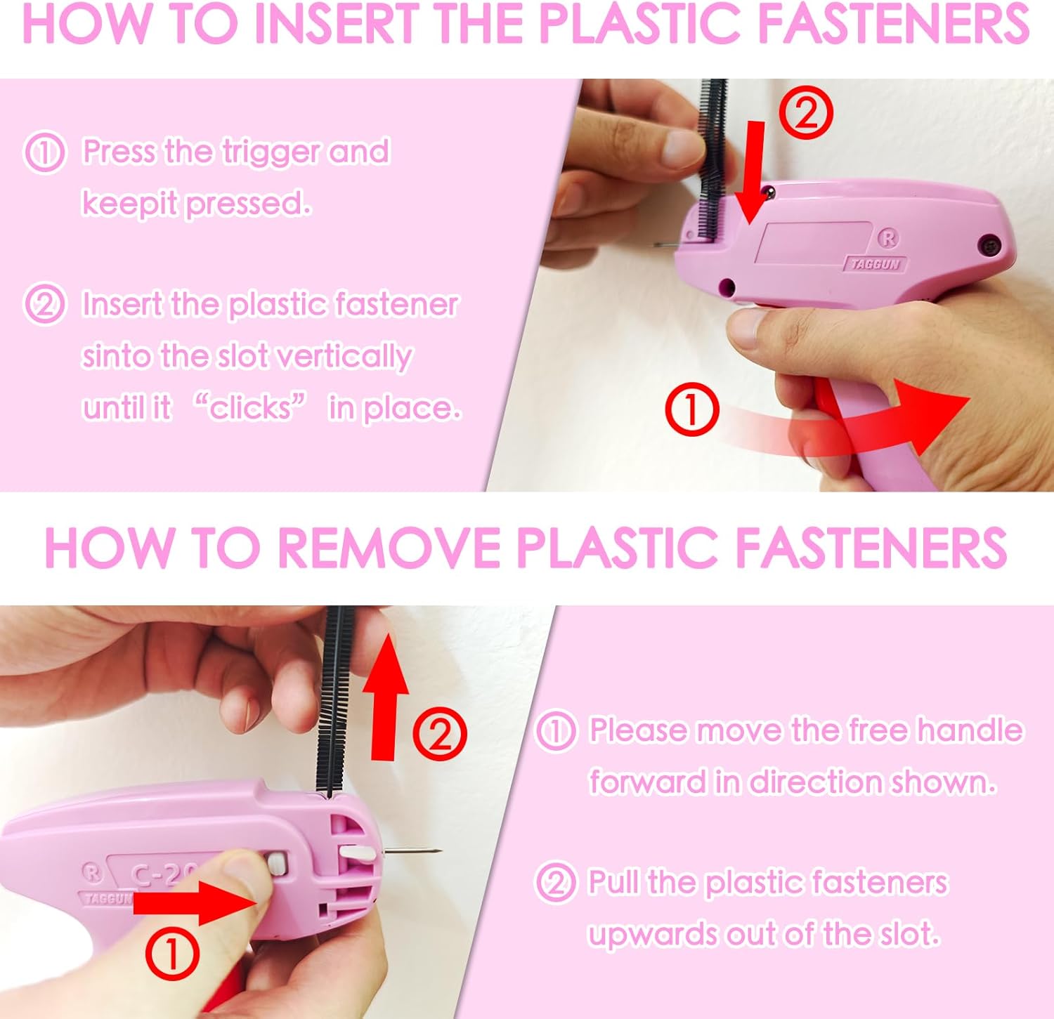 Mini Stitch Gun for Clothes - Quick Clothing Fixer - Handheld Fine Stitch Gun - Micro Tagging Gun Kit Includes 1000 Black Fasteners & 1000 White Fasteners, 6 Needle and Hard Case - Image 3