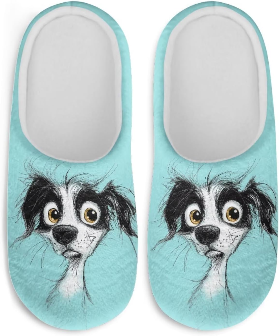UNICEU Puppy Print 3 Pairs Closed Toe Spa Slippers Comfortable Soft Washable House Slippers for Indoor Home Travel