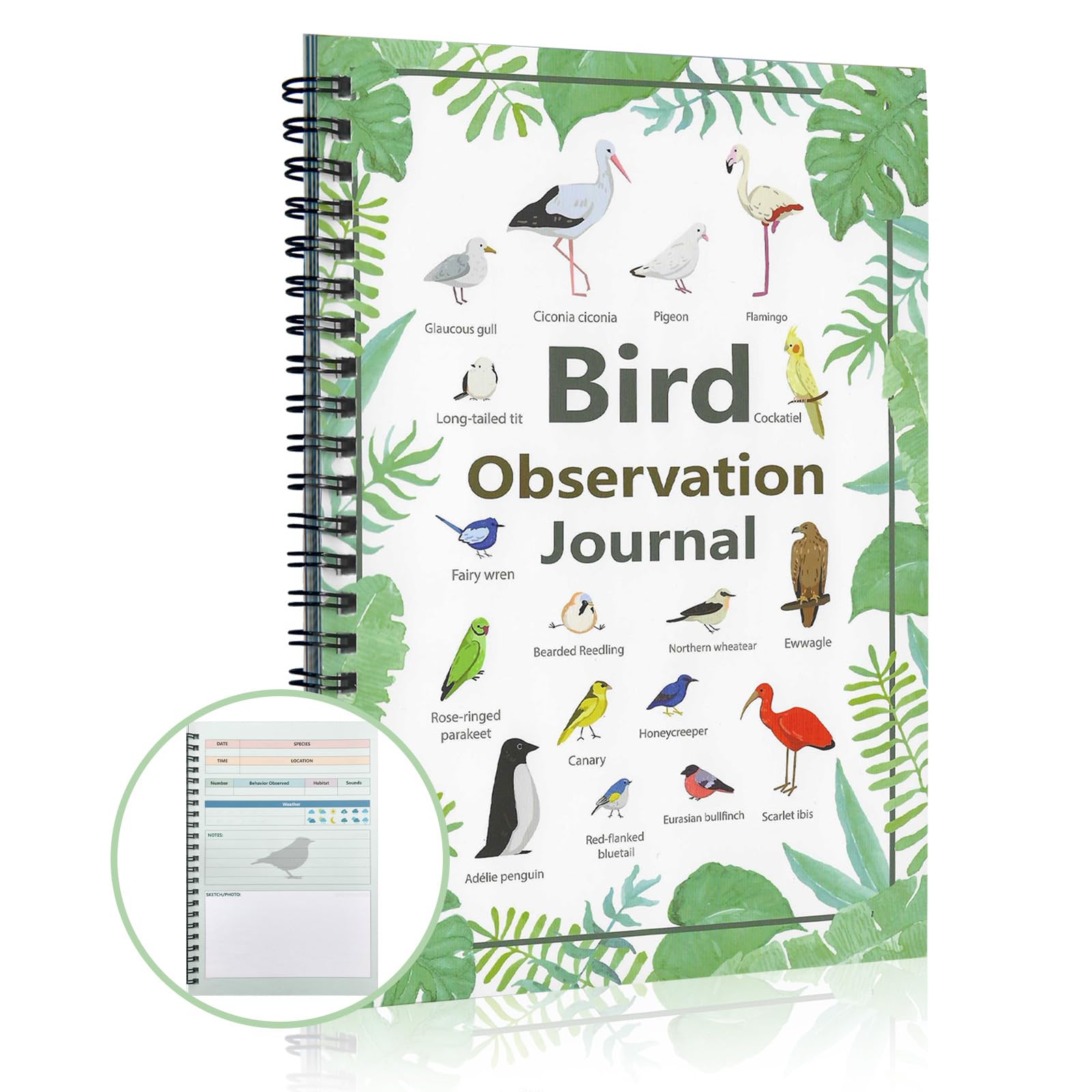 Journal d'oiseaux et carnet de notes de liste de contrôle des oiseaux 126 pages A5 - 8