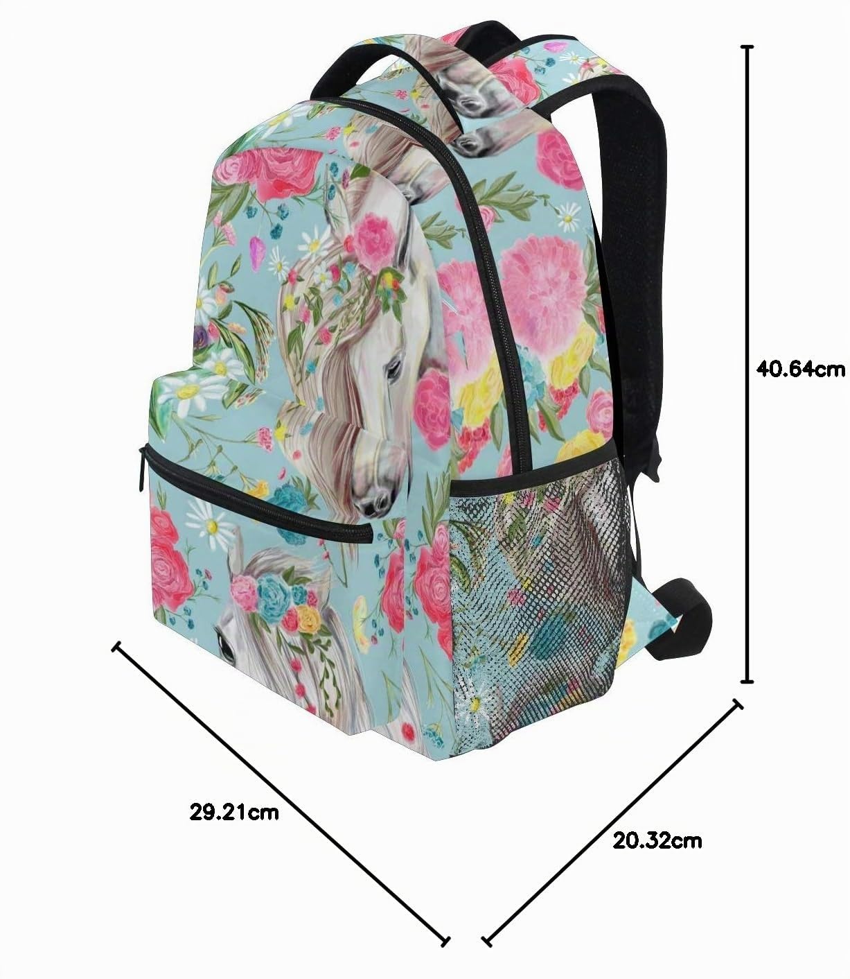 Sac à Dos d'école de Cheval et de Fleur pour Le Sac de Voyage d'enfants de Filles de garçons
