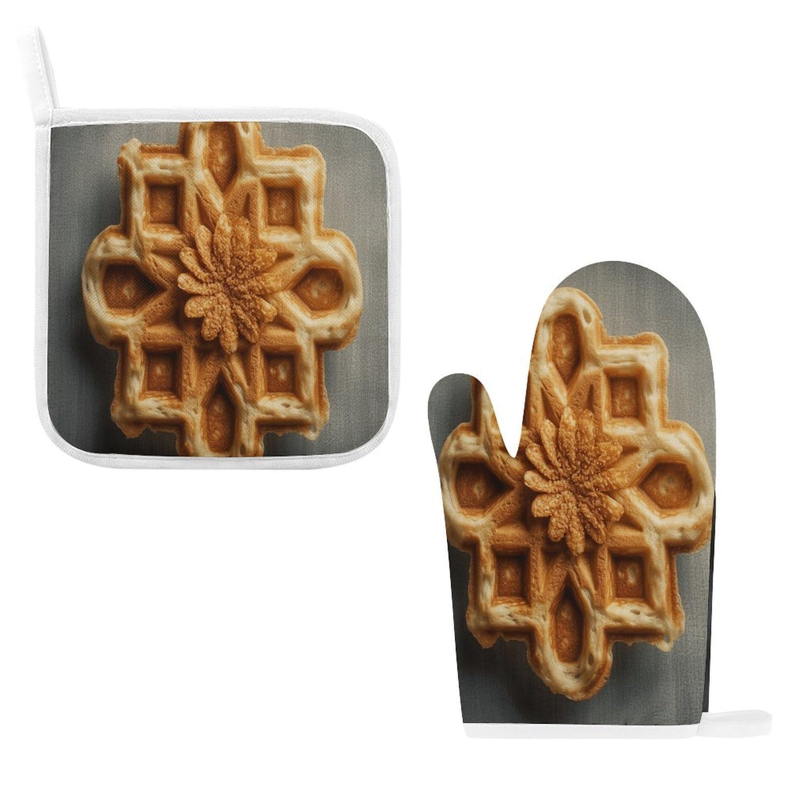 Fodpand Style Flower Shaped Waffles Oven Mitts And Pot Holders Sets