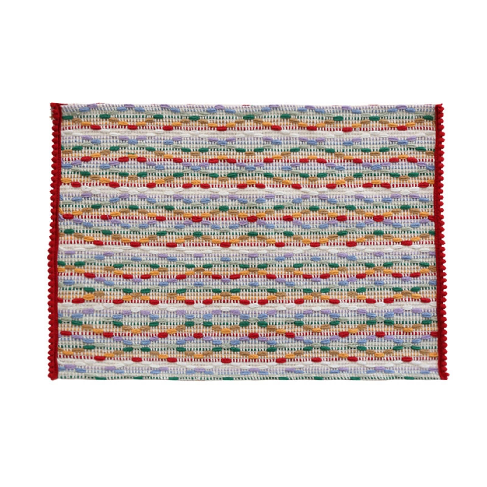 KnSam Tovagliette da pranzo 6 pezzi, intrecciate, motivo a righe, in poliestere, cotone, lavabili, vintage, quadrate, per ristorante, stile 2, 32 x 45 cm