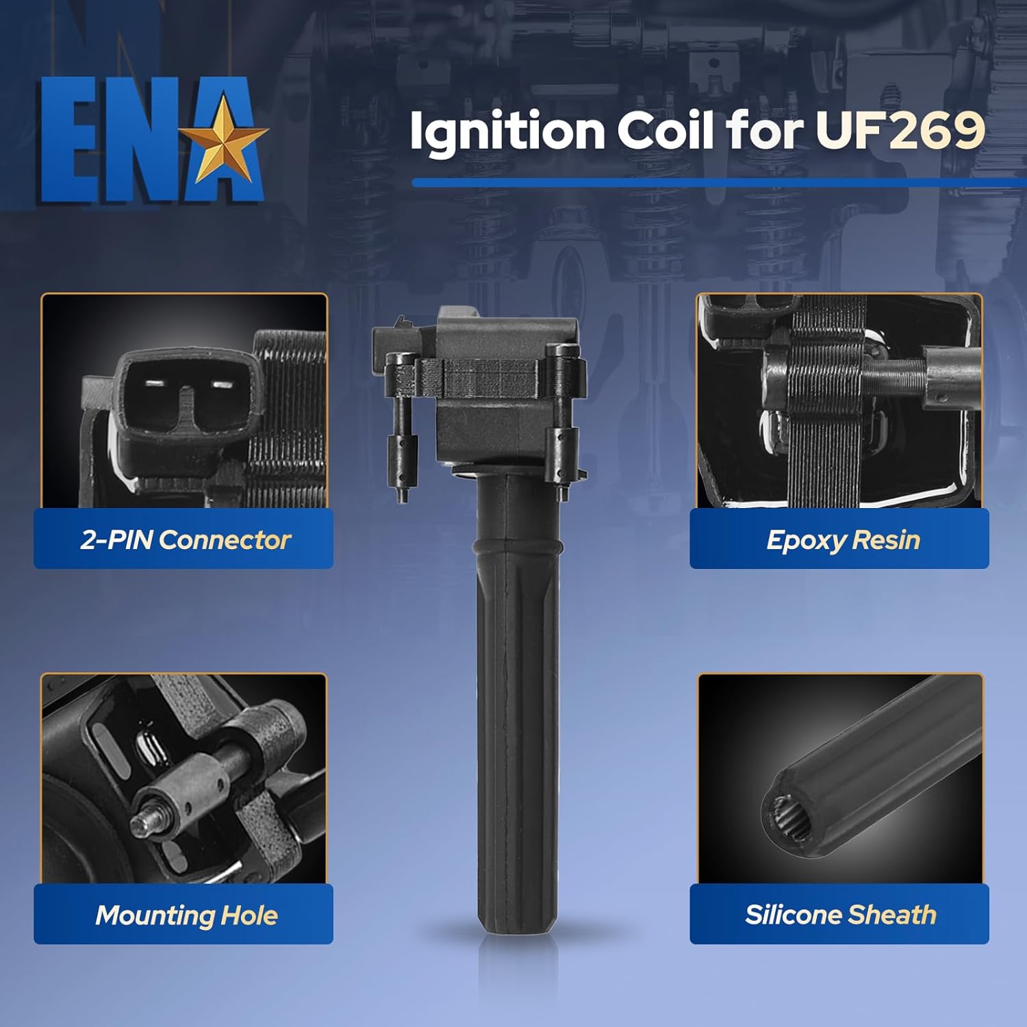 ENA Set of 6 Ignition Coil and Iridium Spark Plug 2000 2001 2002 2003 2004 2005 Compatible with Chrysler Dodge Concorde 300 Intrepid LHS Pacifica Prowler Magnum 2.7L 3.2L 3.5L for UF269 UF395 ‎