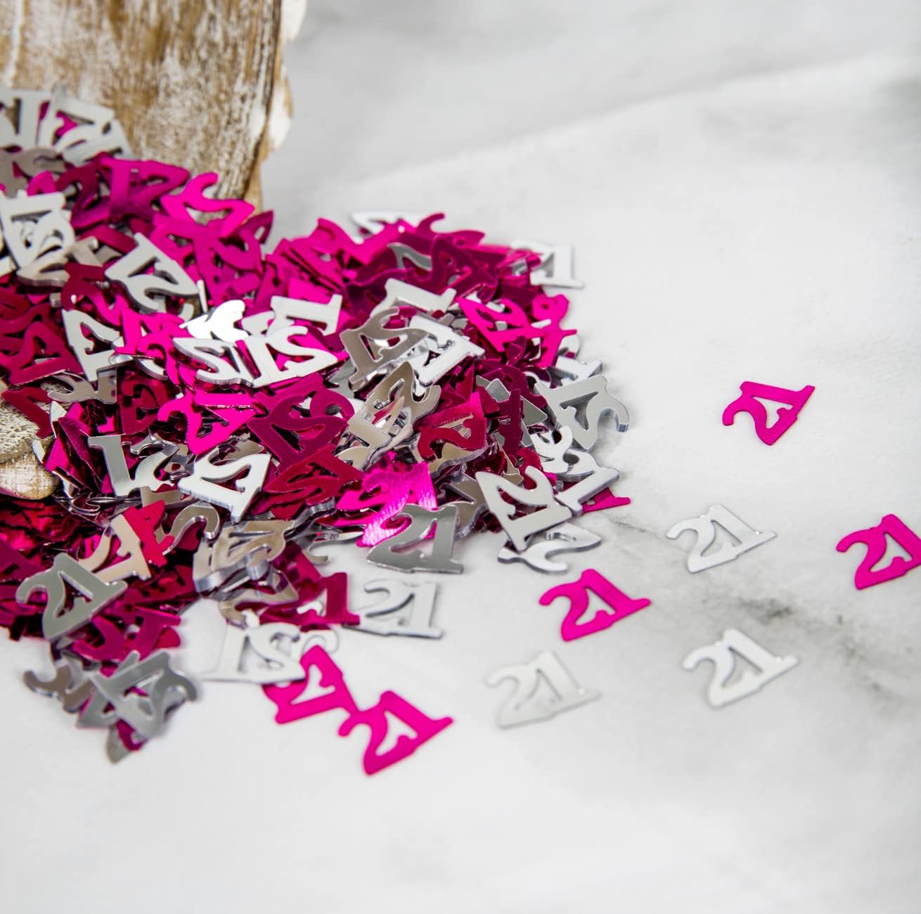 14g Pink & Silver 21st Birthday Confetti Foil Metallic Glitz Table Scatter Sprinkles Age Bday Party Decorations