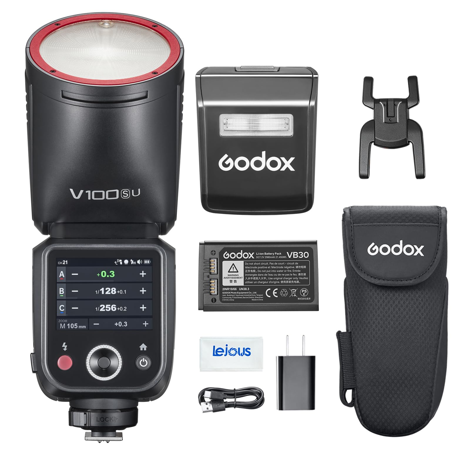 Godox V100S V100 Flash for Sony, 100Ws TTL Round Head Camera Flash Speedlite, Global Shutter, Touchscreen 2.4G 1/80000s HSS Speedlight, 7.2V/2980mAh Battery, 1.7s Recycle Time, with Sub Flash