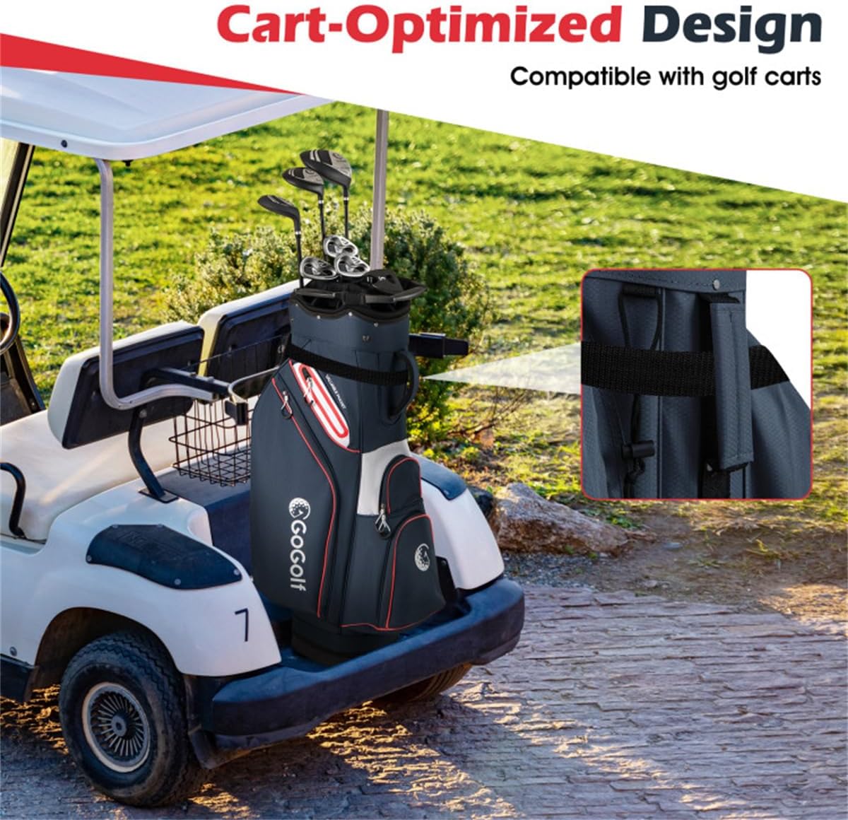 14-Way Golf Cart Bag with Cooler Pocket Waterproof Zipper Golf Club Organizer Bag, 6 Zippered Pockets, Full-Length Dividers, Lightweight for Men and Women, Navy/Red