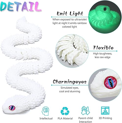 Miniatura 2 de 4 Piezas Juguetes de Serpiente Impresos en 3D de 12 pulgadas, Animales Impresos en 3D, Artículos Flexibles de Serpiente Impresos en 3D, Decorativo