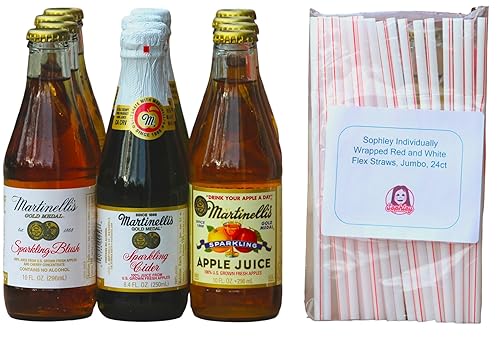 Miniatura 5 de Martinelli's - Paquete de jugos espumosos variados con pajitas Sophley Jumbo (paquete de 12)  4 unidades de rubor espumoso (10 onzas líquidas), 4